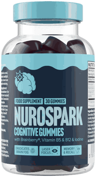 Burk med Nurospark Cognitive Brain Gummies med 30 gummies, Brainberry®, vitamin B5 och B12 samt jod
