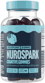 Burk med Nurospark Cognitive Brain Gummies med 30 gummies, Brainberry®, vitamin B5 och B12 samt jod
